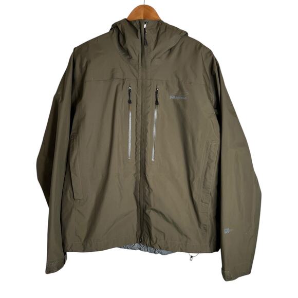 Patagonia Waterproof Hooded Shell Jacket Lightweight in Olive Green Men’s Large - Picture 1 of 11
